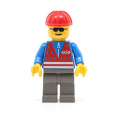 LEGO trn081 - (Red Vest and Zipper, Dark Gray Legs, Red Construction Helmet)